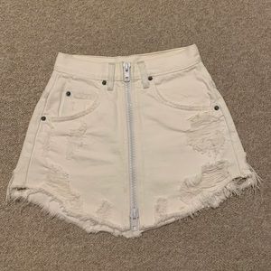 LF White Distressed Skirt